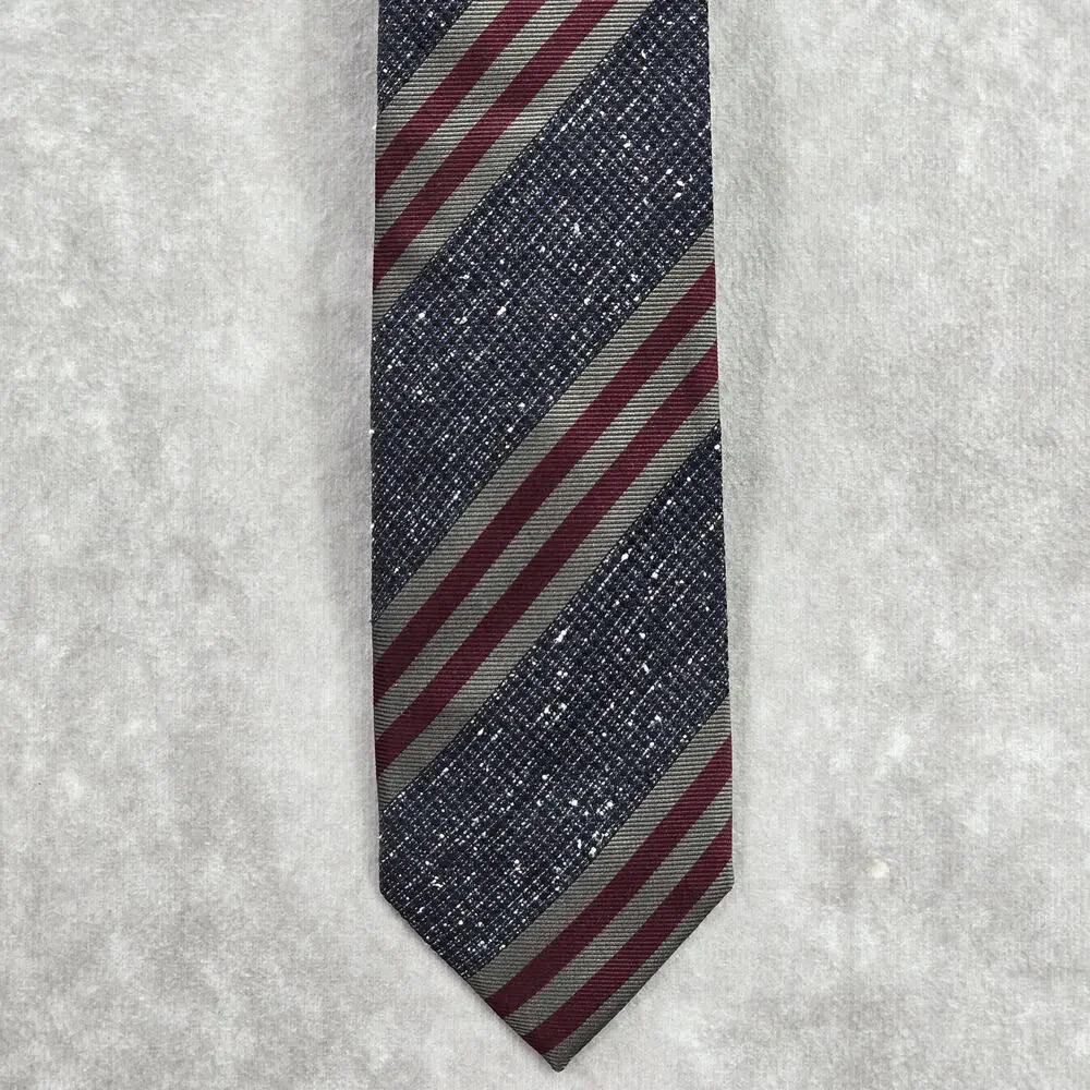 Strellson Gray Blue‎ Stripe 100% Silk Italy Switzerland Stripe Men's Neck Tie